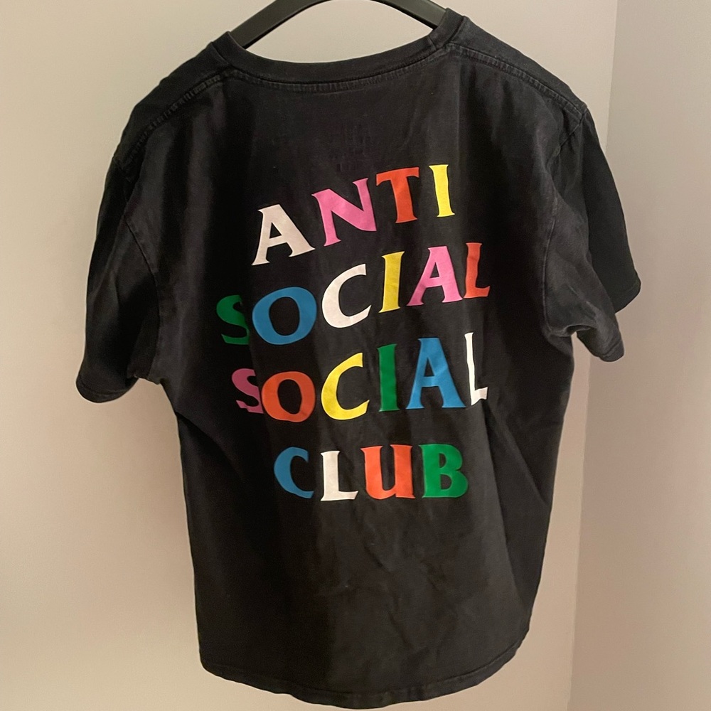 Black Anti Social Social Club t shirt.
